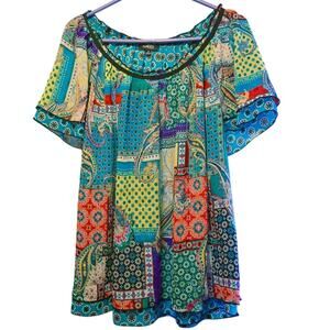 Elementz patchwork paisley blouse size 2x